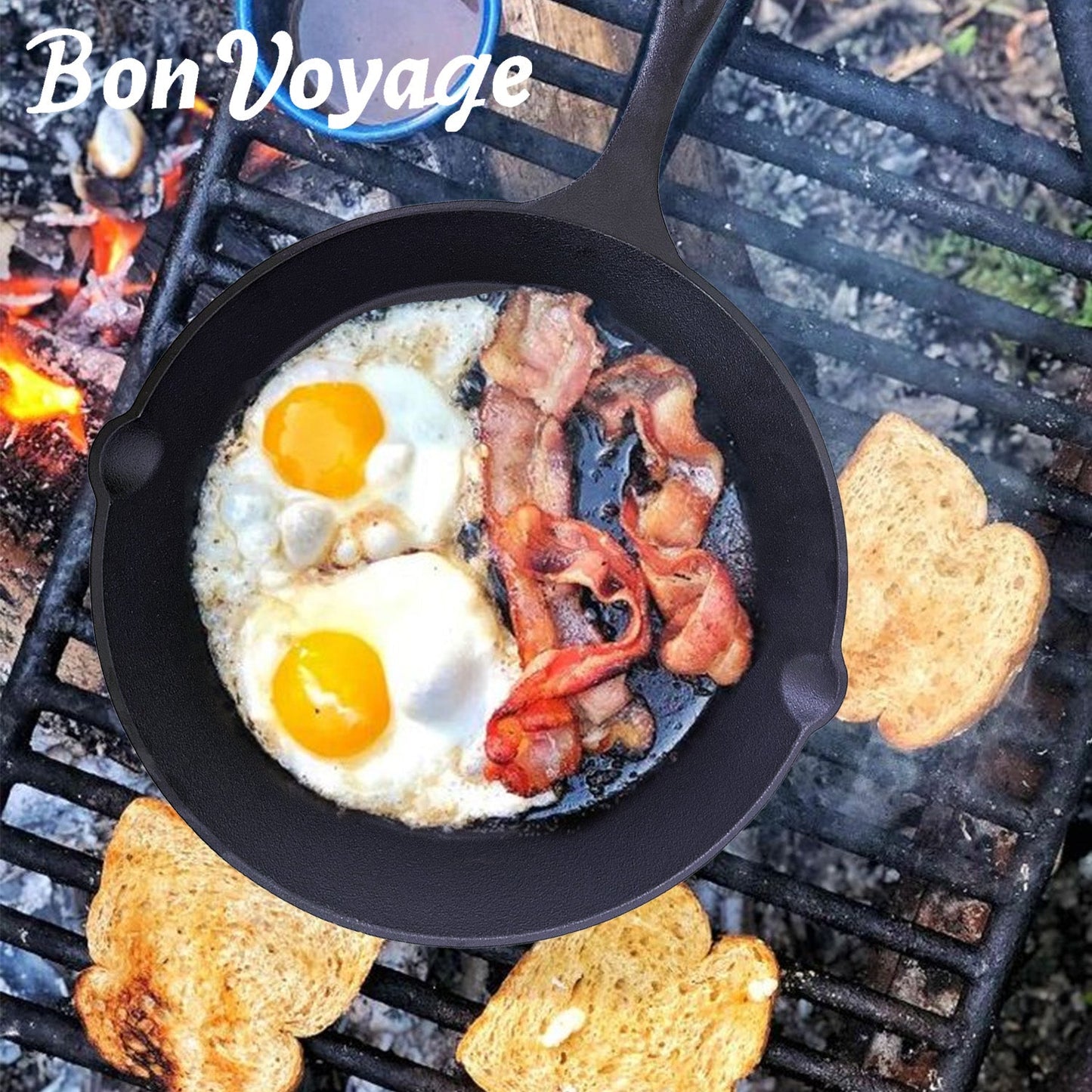 Bon Voyage 7 Piece Pre-Seasoned Heavy Duty Cast Iron Camping Set