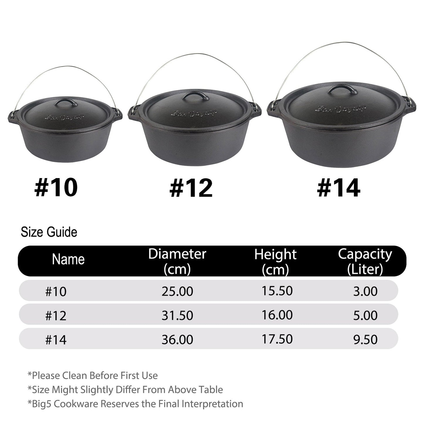 Bon Voyage Cast Iron Flat Bottom Potjie Dutch Oven Pot