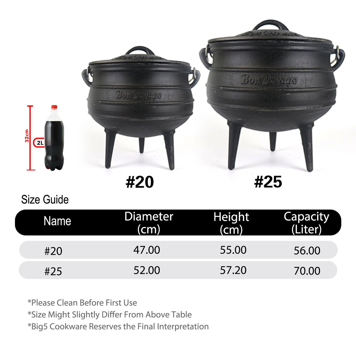 Bon Voyage 3-Leg Cast Iron Potjie Pot