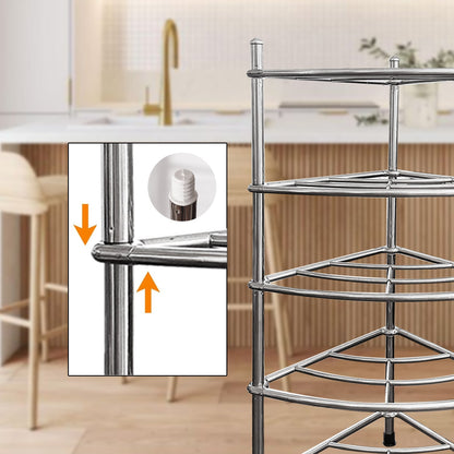Stainless Steel 5-tier Giant Pot Stand Kitchen Organizer Corner Rack (Pots not included)