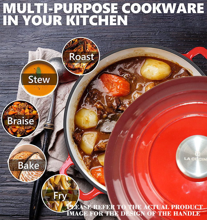 La Cocina Cast Iron Round Casserole 25cm 4.7L (one pot only)