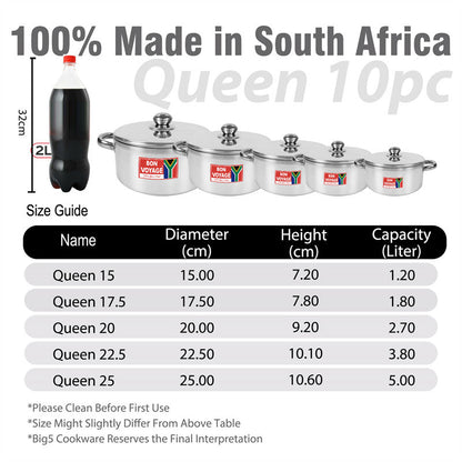 Bon Voyage Queen 10 Piece Pots Set with SS Handles