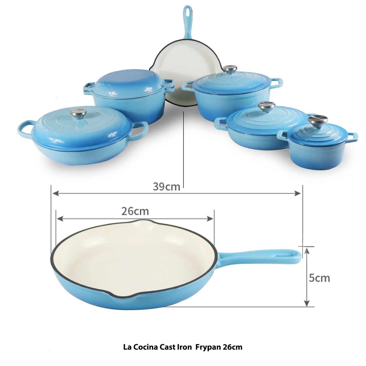 La Cocina Cast Iron Frypan Fry Pan Skillet 26cm (one piece only)