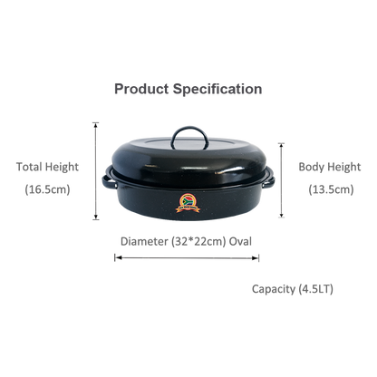 New World Enamel Roaster Oval 4.5LT Black Flake