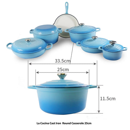 La Cocina Cast Iron Round Casserole 25cm 4.7L (one pot only)