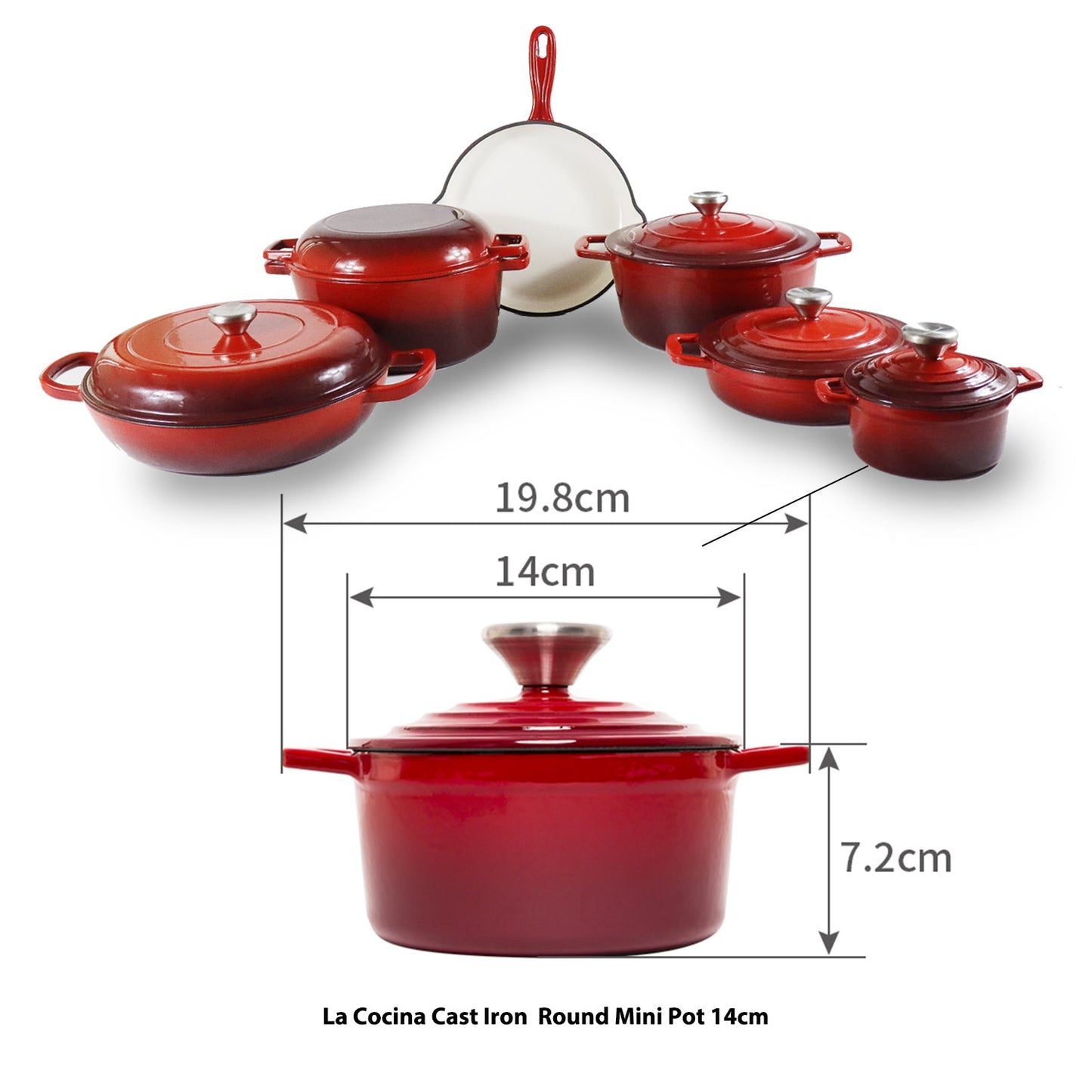 La Cocina Cast Iron Mini Casserole 14cm 0.95L