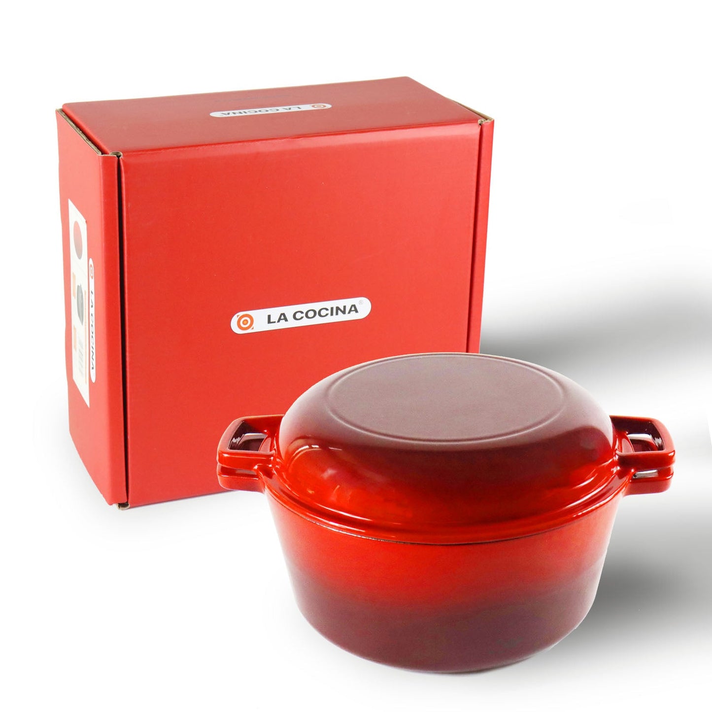 La Cocina Cast Iron 2 in 1 Casserole with Frypan Lid 26cm (one pot only)