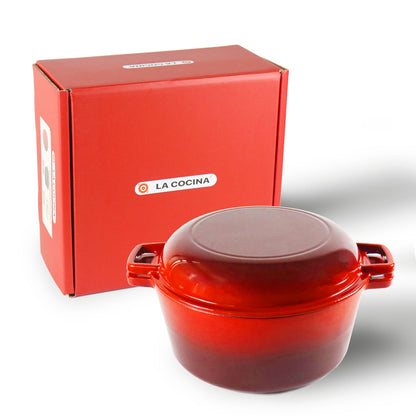 La Cocina Cast Iron 2 in 1 Casserole with Frypan Lid 26cm (one pot only)