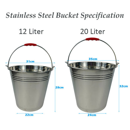 Stainless Steel Utility Bucket, Pail with Carry Handle